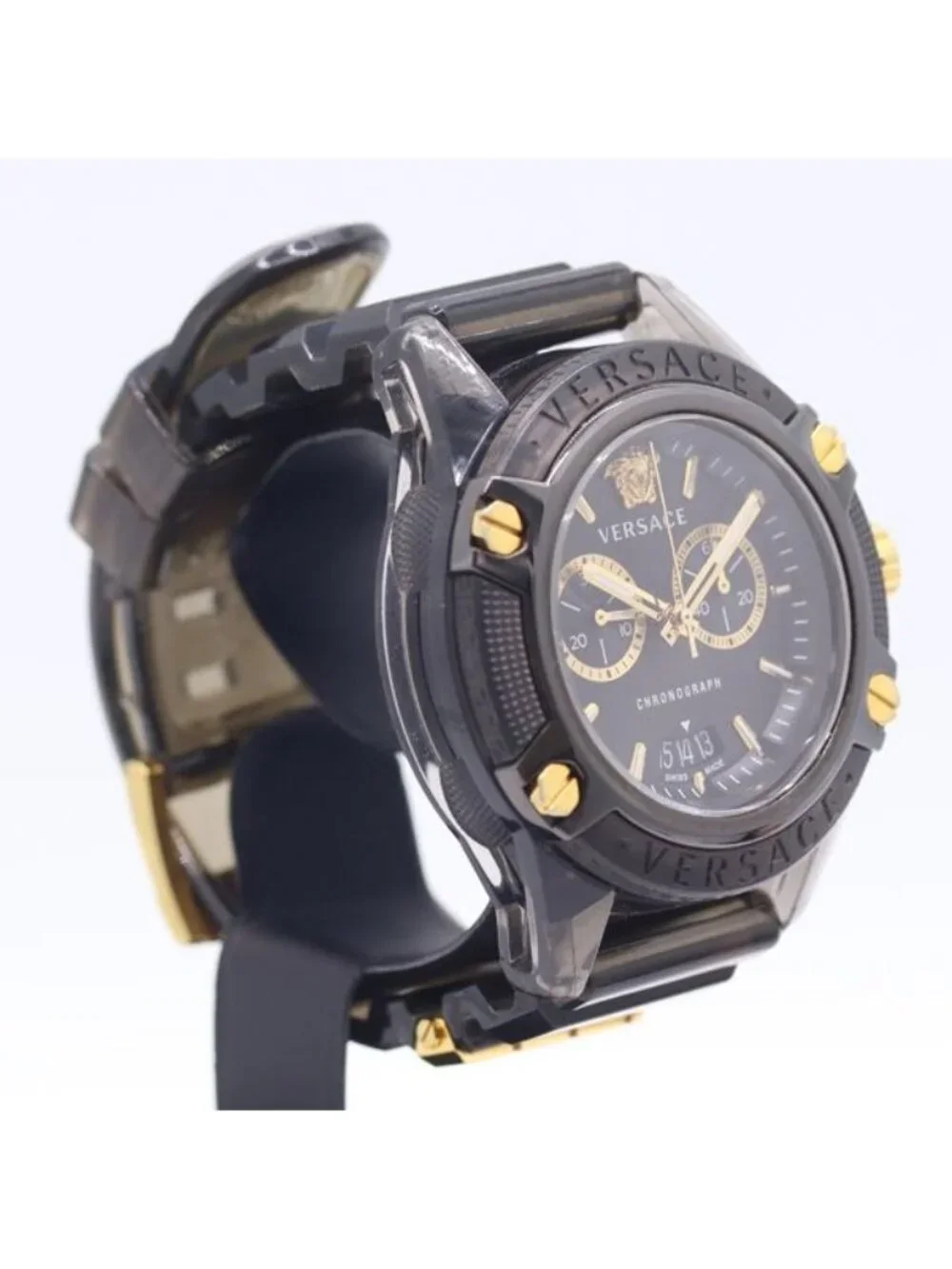 Versace Icon Active Vez 7 Quartz Date Chronograph Black Dial Watch 8 Nbt Nam